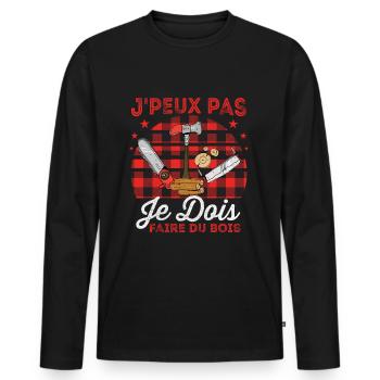 J'peux pas je dois Faire Du Bois,papa forestier - T-shirt manches longues Premium bio Homme - noir - Devant - Nico (187cm)
