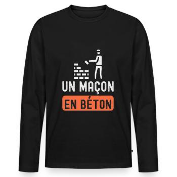 un maçon en béton - T-shirt manches longues Premium bio Homme - noir - Devant - Nico (187cm)