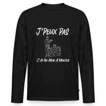 tarif horaire maçon humour maçonnerie homme cadeau - T-shirt manches longues Premium bio Homme - noir - Devant - Nico (187cm)