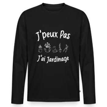 Jardinage Je Peux Pas J'ai Jardinage Jardin - T-shirt manches longues Premium bio Homme - noir - Devant - Nico (187cm)