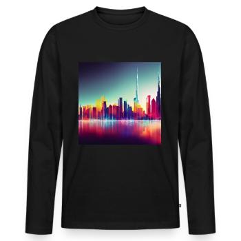 Dubai silhouette skyline abstract art - Men's Premium Organic Long Sleeve Shirt - black - Front - Nico (187cm)