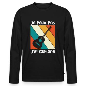 Je Peux Pas J'ai Guitare Drôle Guitare - T-shirt manches longues Premium bio Homme - noir - Devant - Nico (187cm)