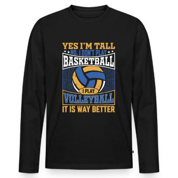 Große Volleyball-Liebhaber - Größe und Volleyball - Männer Premium Bio Langarmshirt - Schwarz - Vorne - Nico (187cm)