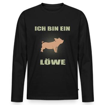 Wildschwein Löwe Berlin Verwechslung Irrtum Löwin - Männer Premium Bio Langarmshirt - Schwarz - Vorne - Nico (187cm)