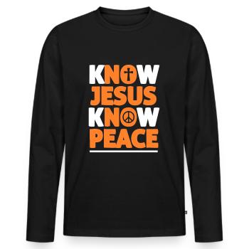 Messages from the Bible Getting to know Jesus - Men's Premium Organic Long Sleeve Shirt - black - Front - Nico (187cm)
