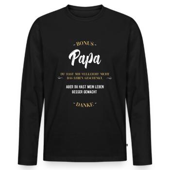 Bester Bonus - Männer Premium Bio Langarmshirt - Schwarz - Vorne - Nico (187cm)