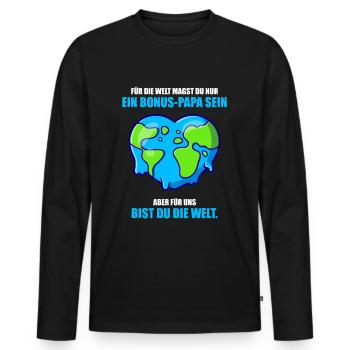 Bonus Papa - Männer Premium Bio Langarmshirt - Schwarz - Vorne - Nico (187cm)