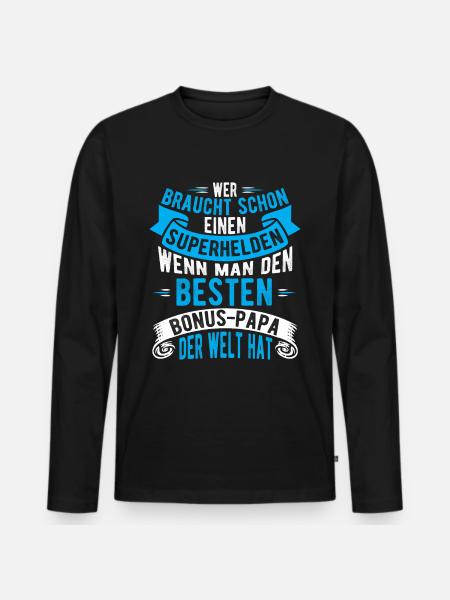 Bonus Papa - Männer Premium Bio Langarmshirt - Schwarz