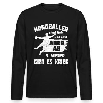 Handballer sind lieb und nett - Männer Premium Bio Langarmshirt - Schwarz - Vorne - Nico (187cm)