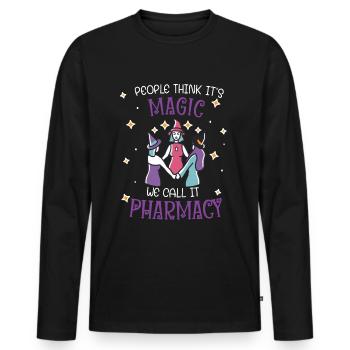 Pharmacie | Magie de la pharmacie - T-shirt manches longues Premium bio Homme - noir - Devant - Nico (187cm)
