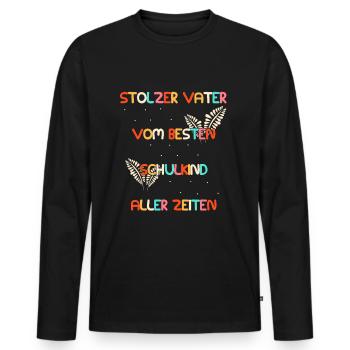 Stolzer Vater vom besten Schulkind - Schulbeginn - Männer Premium Bio Langarmshirt - Schwarz - Vorne - Nico (187cm)