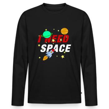 I Need Space Rakete Raumschiff Weltraum Weltall - Männer Premium Bio Langarmshirt - Schwarz - Vorne - Nico (187cm)