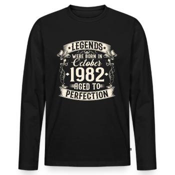 Octobre Né en 1982 Legends Anniversaire - T-shirt manches longues Premium bio Homme - noir - Devant - Nico (187cm)