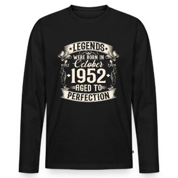 Octobre Né en 1952 Legends Anniversaire - T-shirt manches longues Premium bio Homme - noir - Devant - Nico (187cm)