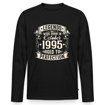 Octobre Né en 1995 Legends Anniversaire - T-shirt manches longues Premium bio Homme - noir - Devant - Nico (187cm)