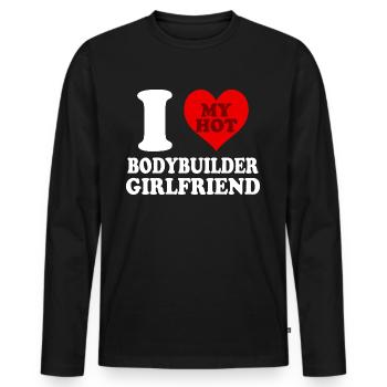 Ich liebe meine Bodybuilderin Freundin Lustiges Herz - Männer Premium Bio Langarmshirt - Schwarz - Vorne - Nico (187cm)