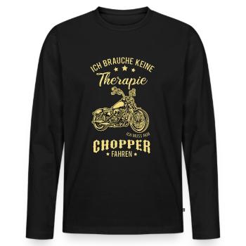 Motorrad Chopper - Männer Premium Bio Langarmshirt - Schwarz - Vorne - Nico (187cm)