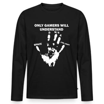 PC gamer hand - Men's Premium Organic Long Sleeve Shirt - black - Front - Nico (187cm)