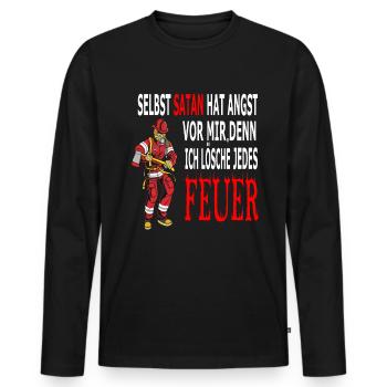 Les pompiers sort Drôle - T-shirt manches longues Premium bio Homme - noir - Devant - Nico (187cm)