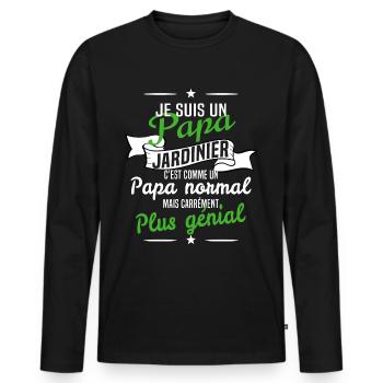 papa jardinier cadeau fan de jardin - T-shirt manches longues Premium bio Homme - noir - Devant - Nico (187cm)