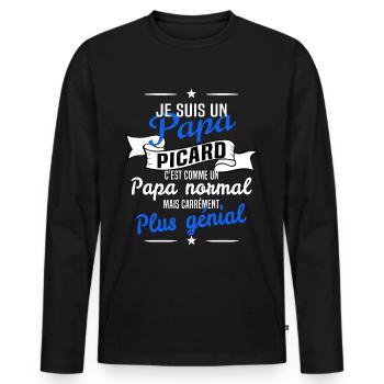 papa picard - T-shirt manches longues Premium bio Homme - noir - Devant - Nico (187cm)