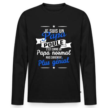 papa poule - T-shirt manches longues Premium bio Homme - noir - Devant - Nico (187cm)