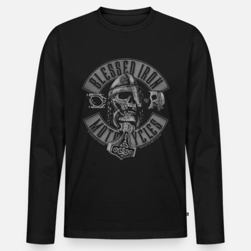 Blessed Iron Motorcycles - Männer Premium Bio Langarmshirt - Schwarz