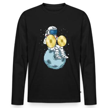 Becken Musikinstrument Astronaut Big Band Becken - Männer Premium Bio Langarmshirt - Schwarz - Vorne - Nico (187cm)
