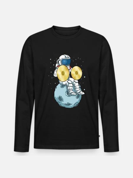 Becken Musikinstrument Astronaut Big Band Becken - Männer Premium Bio Langarmshirt - Schwarz