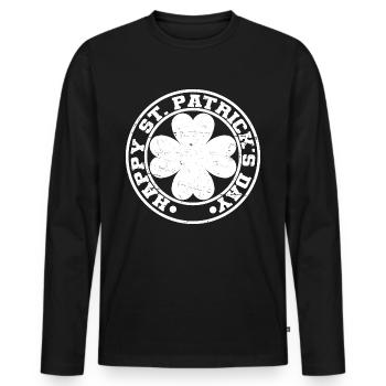 Cadeau de la Saint-Patrick Trèfle Hommes, Femmes, Enfants - T-shirt manches longues Premium bio Homme - noir - Devant - Nico (187cm)