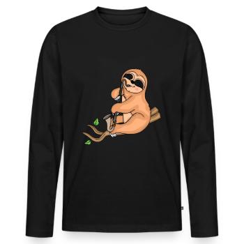 Bassklarinette Faultier Big Band Musik Klarinette - Männer Premium Bio Langarmshirt - Schwarz - Vorne - Nico (187cm)