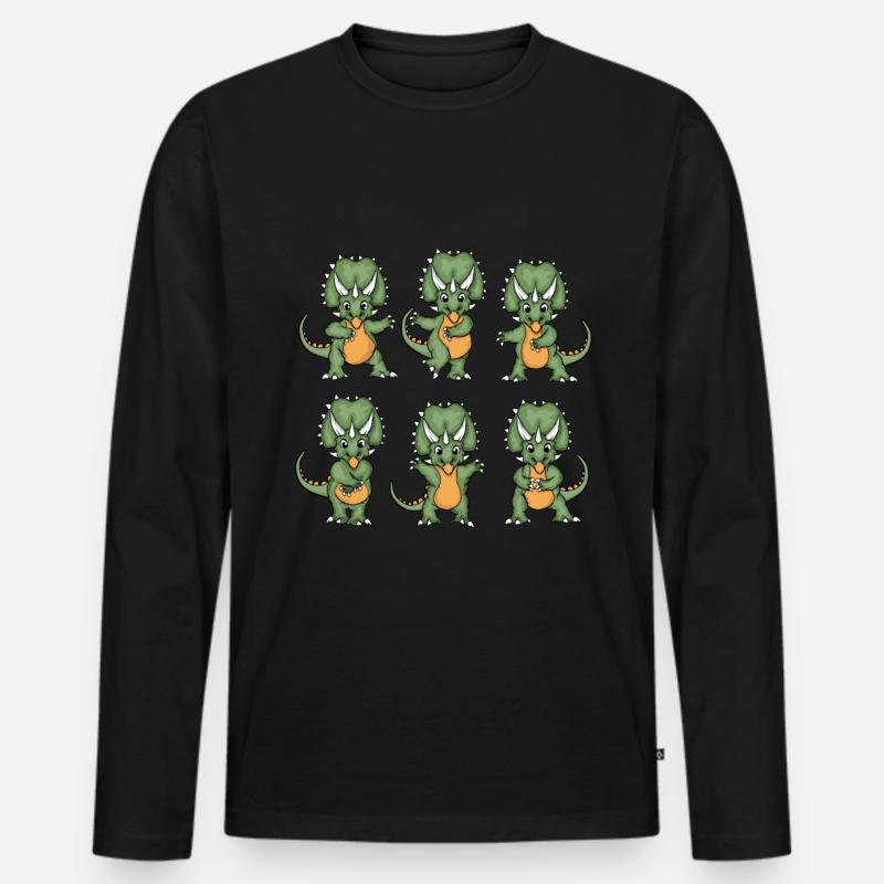 Trizeratops Geschenk Kinder Dinosaurier - Männer Premium Bio Langarmshirt - Schwarz