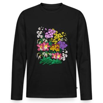 Orchideen Blumen Pflanzen Geschenk Orchidee - Männer Premium Bio Langarmshirt - Schwarz - Vorne - Nico (187cm)