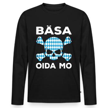 Lustige Bayrische Sprüche Totenkopf Schädel - Männer Premium Bio Langarmshirt - Schwarz - Vorne - Nico (187cm)