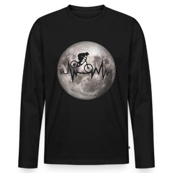 Crazy MTB Moon Heartbeat - Men's Premium Organic Long Sleeve Shirt - black - Front - Nico (187cm)