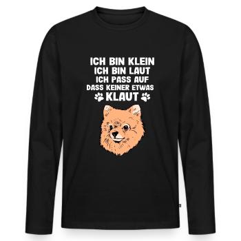 Pomeranian Hundespruch Geschenk - Männer Premium Bio Langarmshirt - Schwarz - Vorne - Nico (187cm)