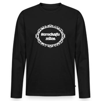 Herrschaftszeiten - Männer Premium Bio Langarmshirt - Schwarz - Vorne - Nico (187cm)