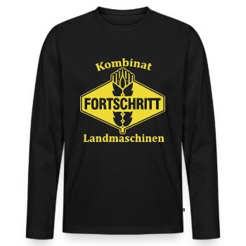 FORTSCHRITT DDR Kombinat Landmaschinen - Männer Premium Bio Langarmshirt - Schwarz - Vorne - Nico (187cm)
