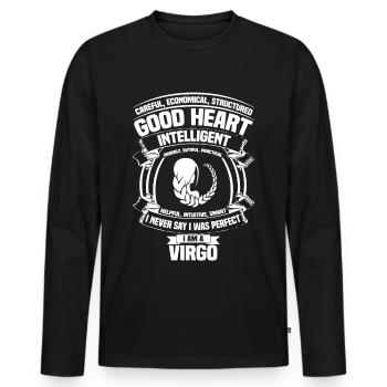 Signe du zodiaque Vierge Signe du zodiaque Anniversaire - T-shirt manches longues Premium bio Homme - noir - Devant - Nico (187cm)