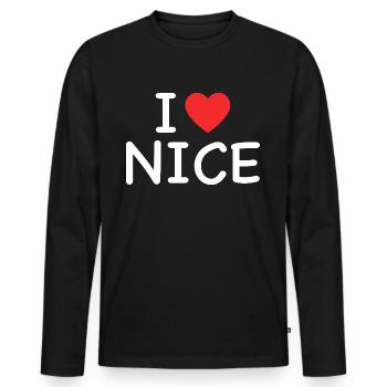 i love nice - j'aime nice - T-shirt manches longues Premium bio Homme - noir - Devant - Nico (187cm)
