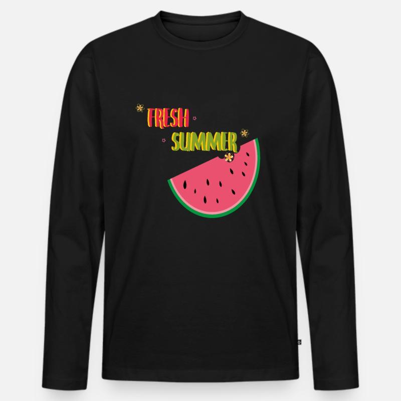 Fresh Summer - Männer Premium Bio Langarmshirt - Schwarz