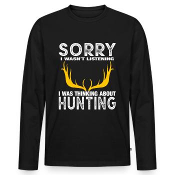 HUNTING - T-shirt manches longues Premium bio Homme - noir - Devant - Nico (187cm)