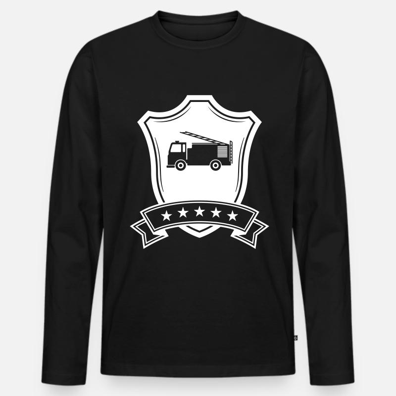 Feuerwehrauto Wappen - Männer Premium Bio Langarmshirt - Schwarz