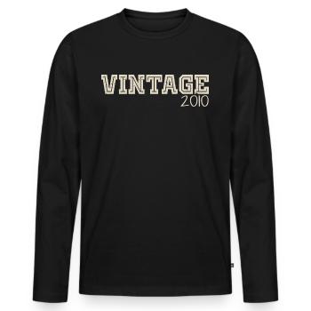 Vintage 2010 Original 2010 Rétro 2010 Cadeau 2010 - T-shirt manches longues Premium bio Homme - noir - Devant - Nico (187cm)