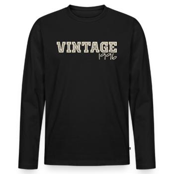 Jahrgang 1996 Original 1996 Retro 1996 Geschenk 1996 - Männer Premium Bio Langarmshirt - Schwarz - Vorne - Nico (187cm)
