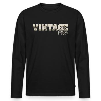 Jahrgang 1983 Original 1983 Retro 1983 Geschenk 1983 - Männer Premium Bio Langarmshirt - Schwarz - Vorne - Nico (187cm)