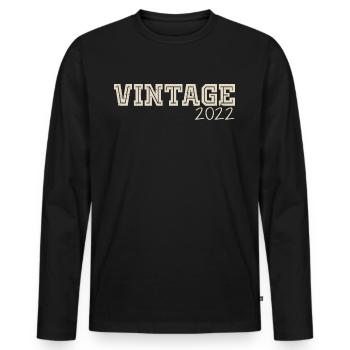 Jahrgang 2022 Original 2022 Retro 2022 Geschenk 2022 - Männer Premium Bio Langarmshirt - Schwarz - Vorne - Nico (187cm)
