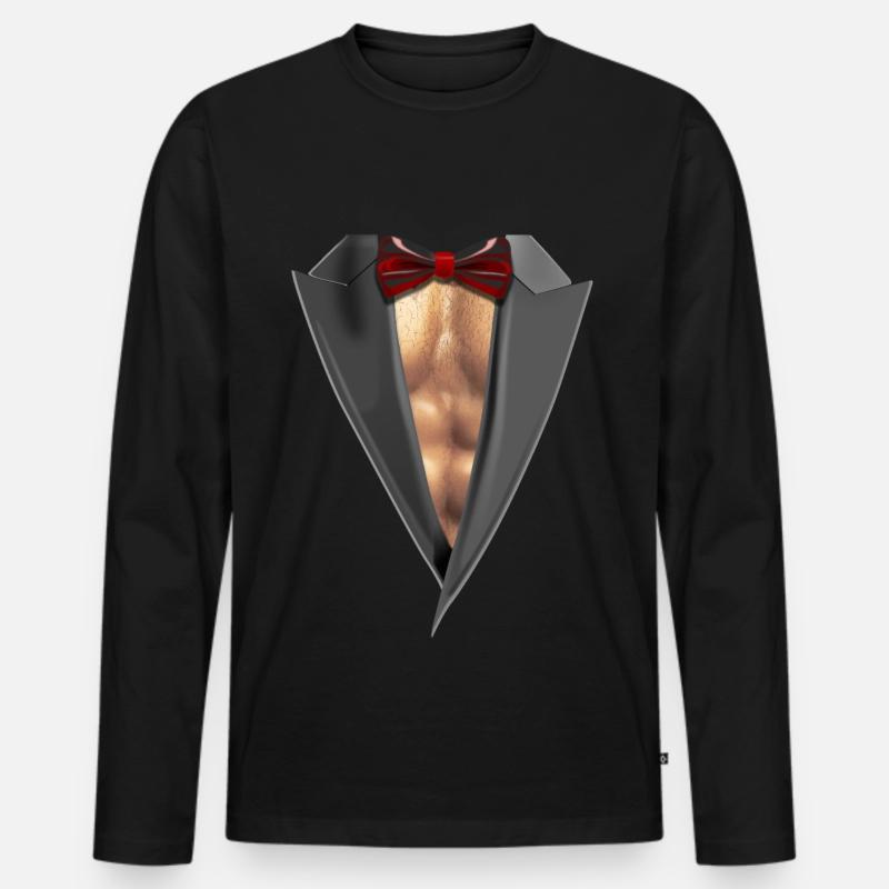 Tuxedo Brust - Männer Premium Bio Langarmshirt - Schwarz