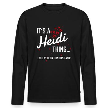 Il est une chose Heidi tu ne comprendrais pas! nom - T-shirt manches longues Premium bio Homme - noir - Devant - Nico (187cm)