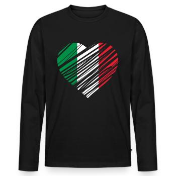 Italien Herz - Männer Premium Bio Langarmshirt - Schwarz - Vorne - Nico (187cm)
